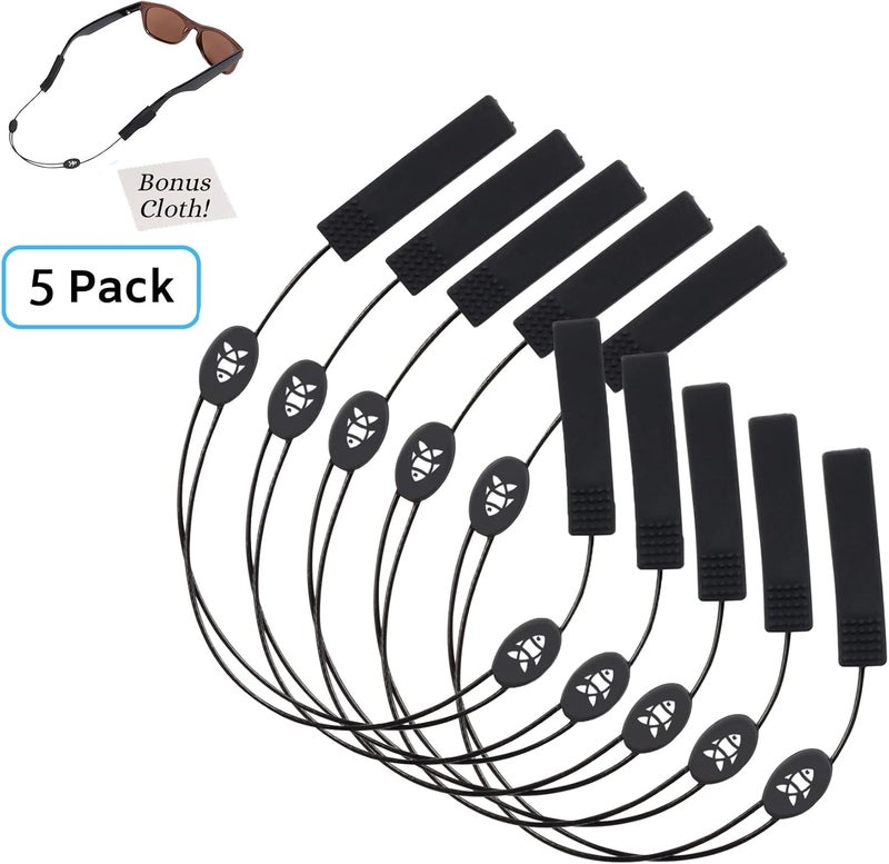 Sidelinx Adjustable Eyeglass Strap (Fish Style) - No Tail Sunglass Strap - Eyewear String Holder - With Bonus Glasses Cleaning Cloth - Image 2